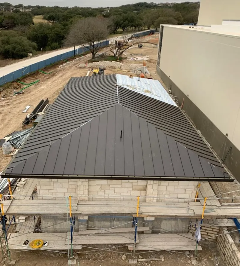 Metal roof new construction with scaffolding in Darnestown